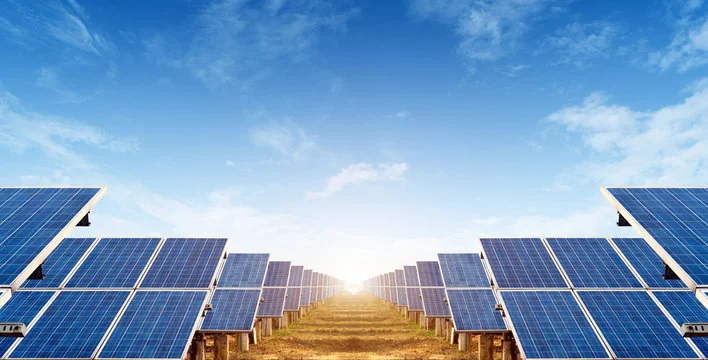 ENSOL steel solar mounting structures under bright daylight